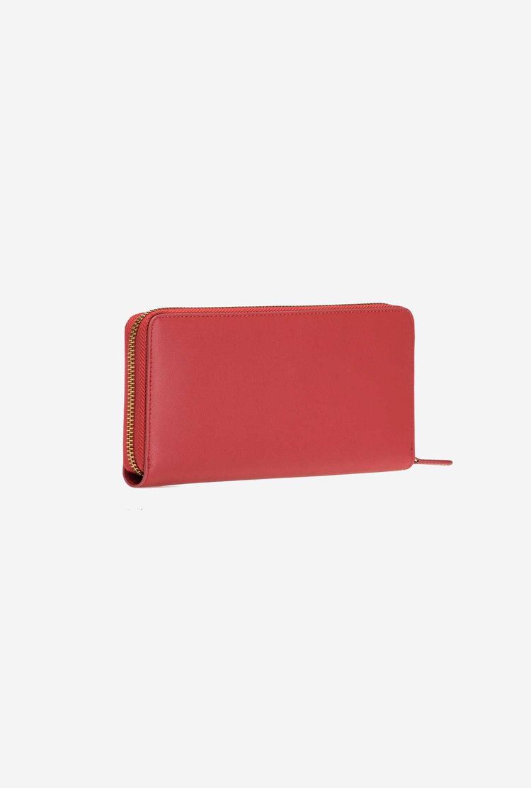 Women's Pinko Zip-around Leather Purses Red Gold | Australia-64583719