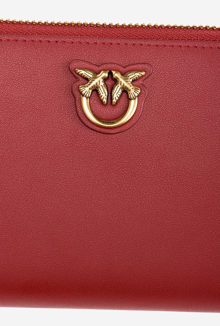 Women's Pinko Zip-around Leather Purses Red Gold | Australia-64583719