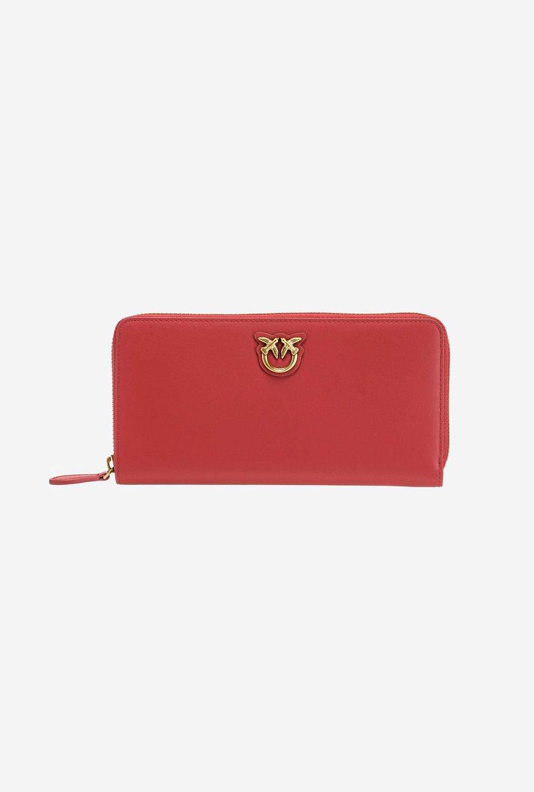 Women\'s Pinko Zip-around Leather Purses Red Gold | Australia-64583719