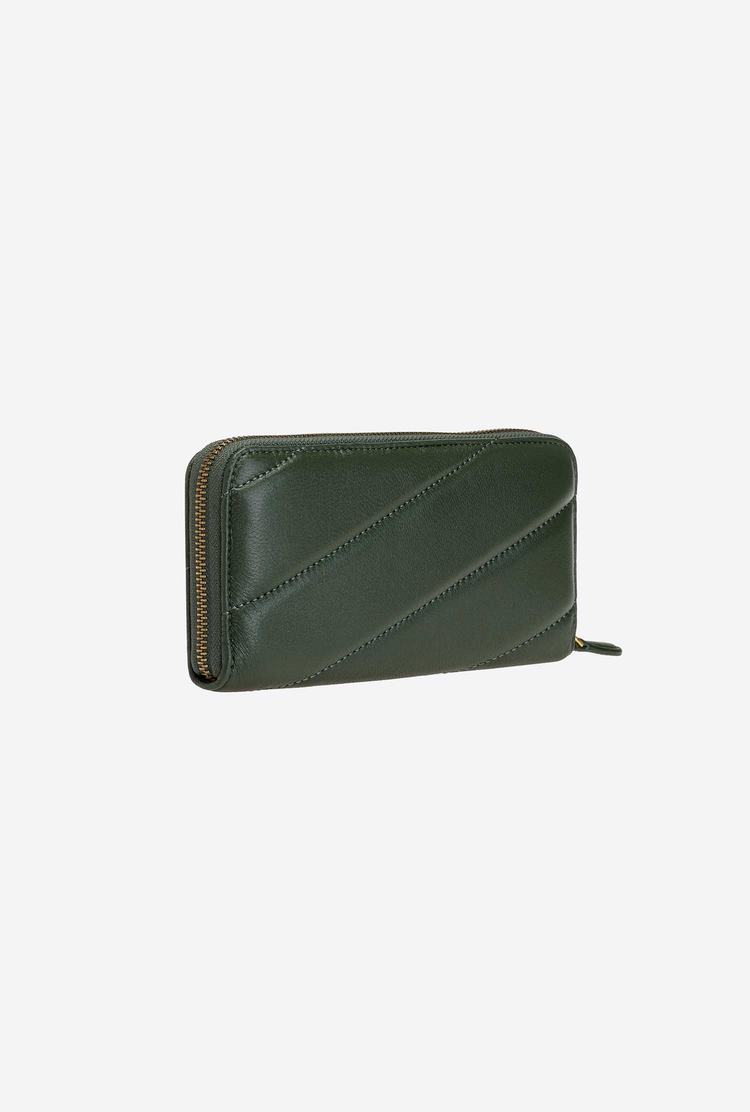 Women's Pinko Zip-around Quilted Wallets Green Gold | Australia-23567409