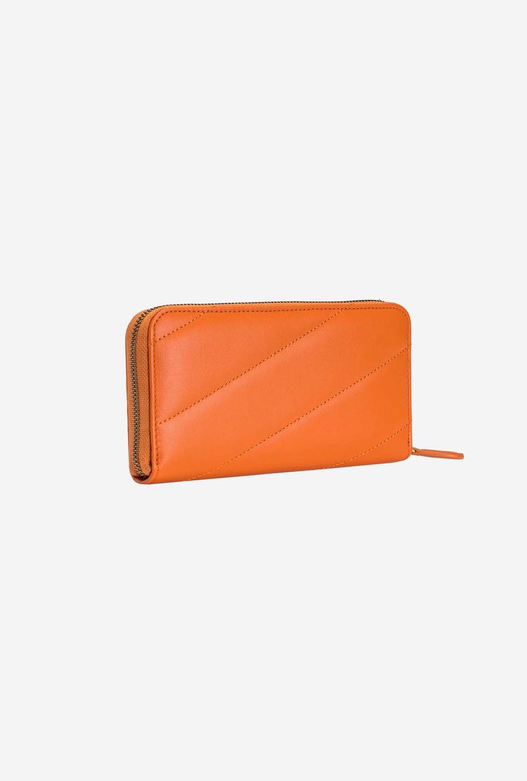 Women's Pinko Zip-around Quilted Wallets Orange Gold | Australia-61079359