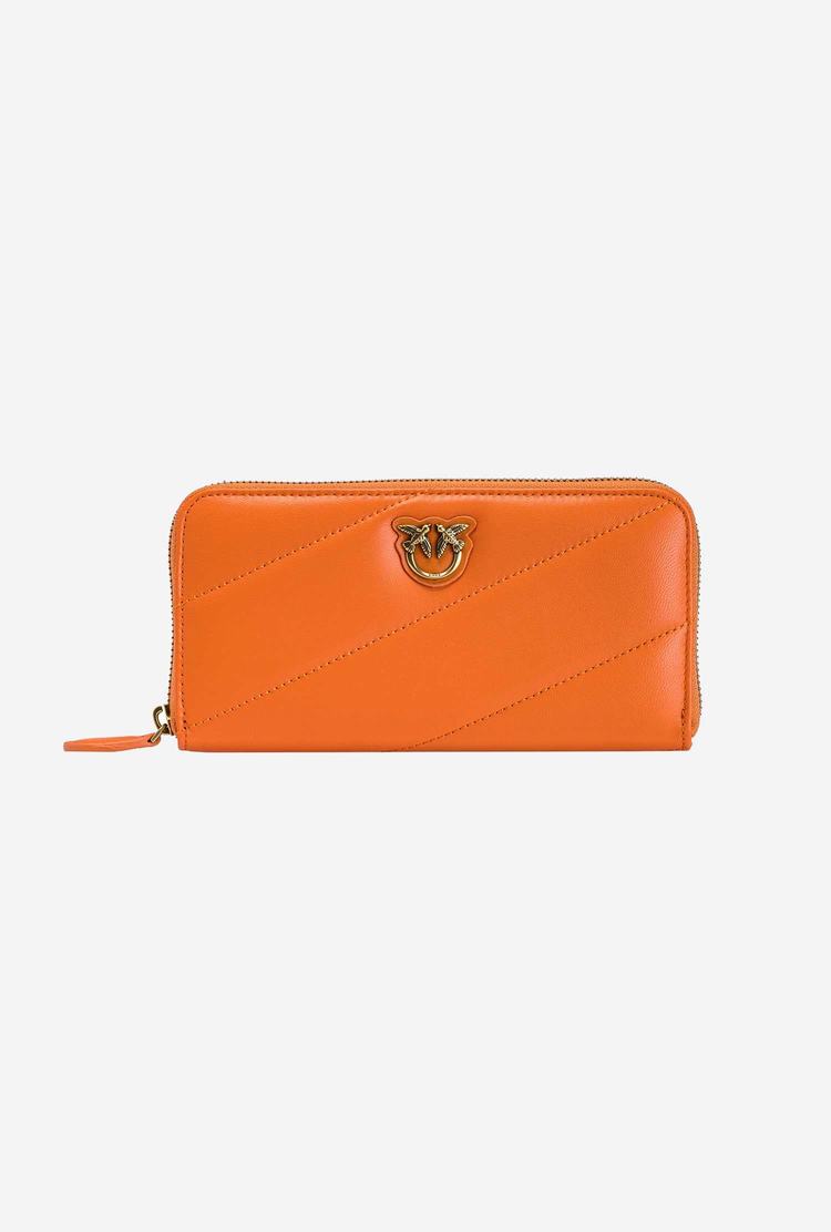 Women\'s Pinko Zip-around Quilted Wallets Orange Gold | Australia-61079359