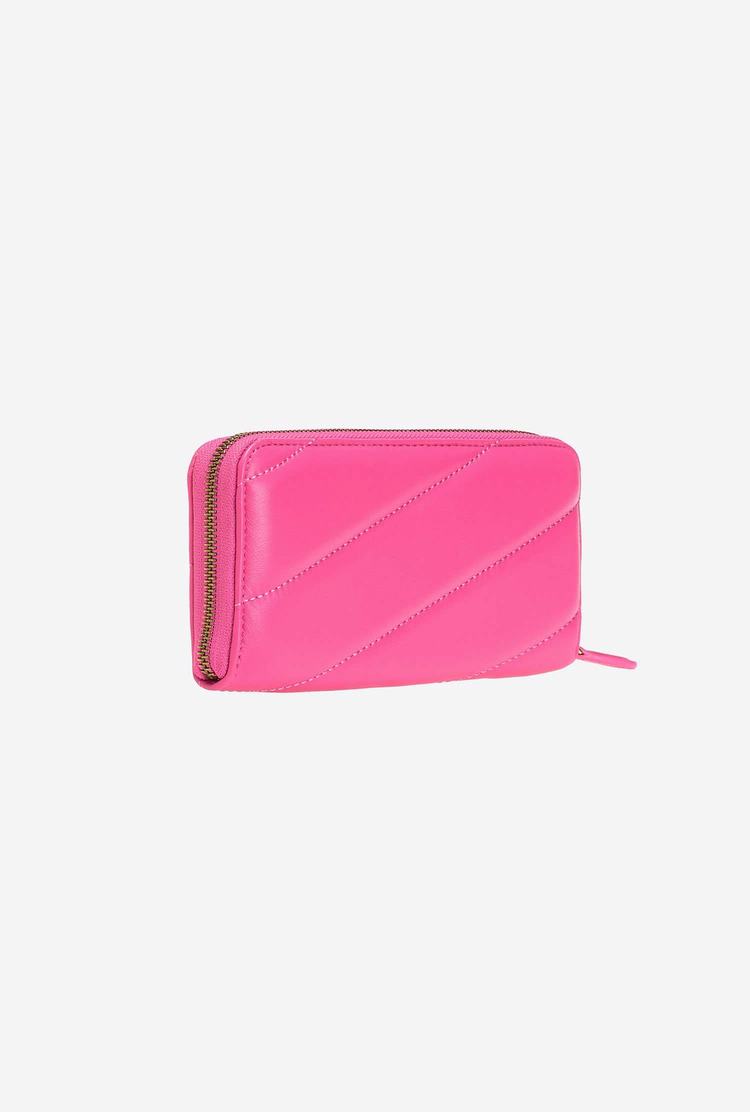 Women's Pinko Zip-around Quilted Wallets Fuchsia Gold | Australia-70594869