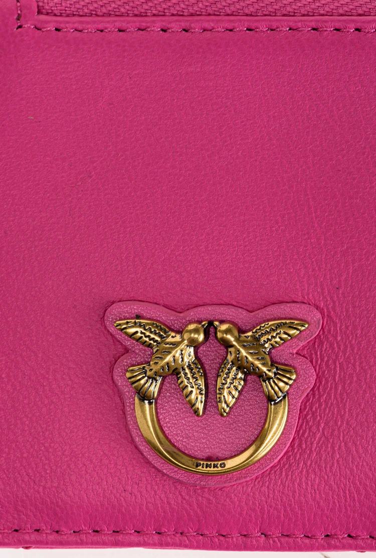 Women's Pinko Zipped Card Holder Purses Fuchsia Gold | Australia-36802959