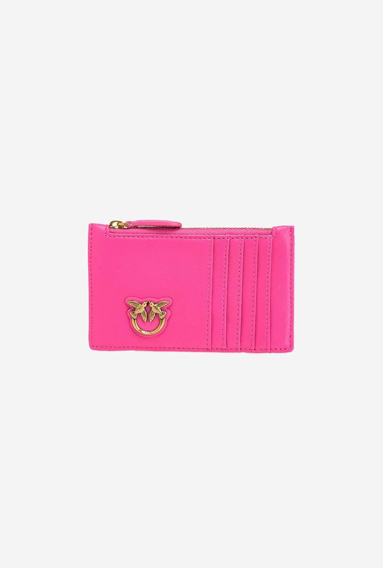 Women\'s Pinko Zipped Card Holder Purses Fuchsia Gold | Australia-36802959