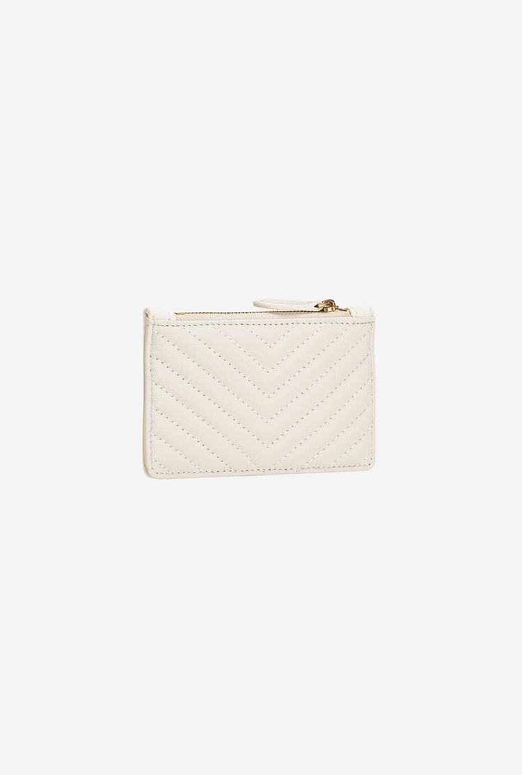 Women's Pinko Zipped Card Holder Purses White Gold | Australia-38260979