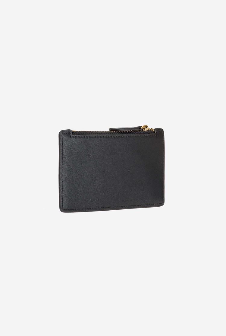 Women's Pinko Zipped Card Holder Purses Black Gold | Australia-67425899