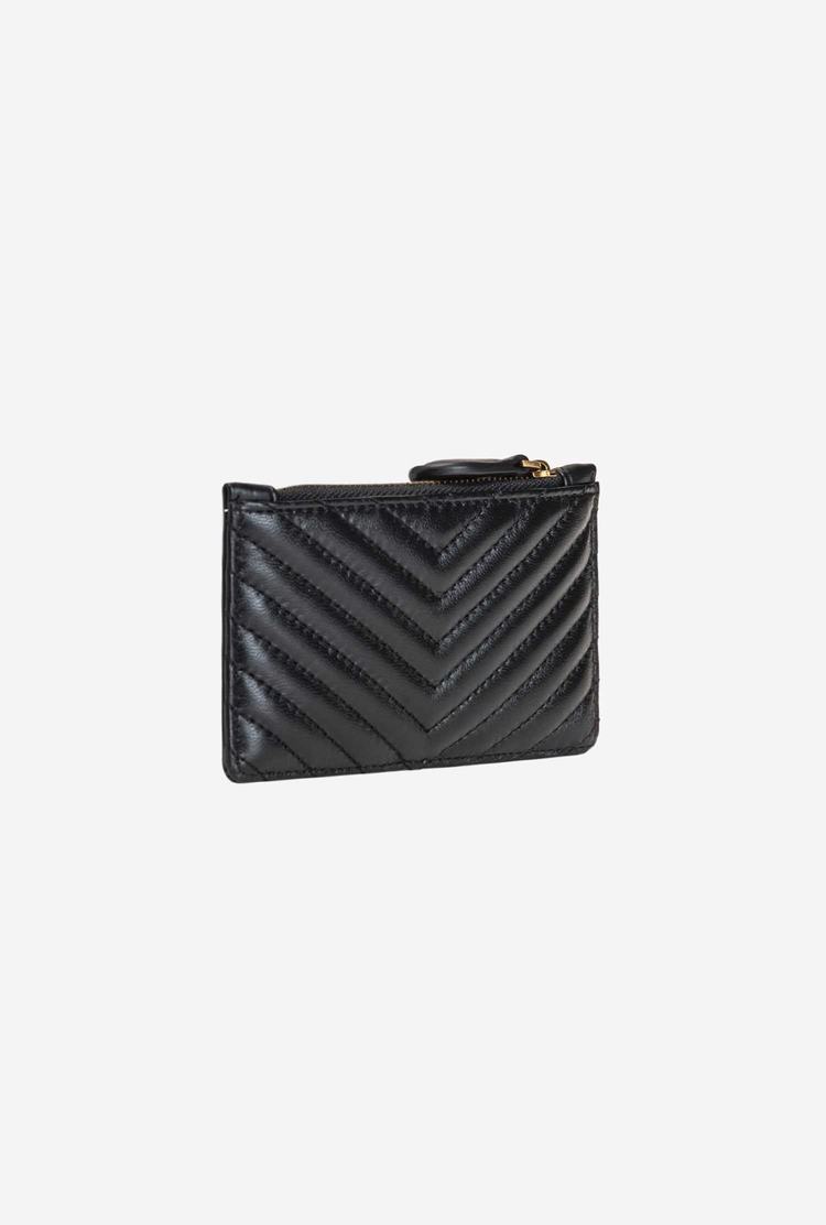 Women's Pinko Zipped Card Holder Purses Black Gold | Australia-71480629