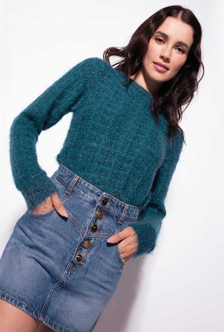 Women's Pinko Alpaca Blend Fluffy Pullover Peacock Green | Australia-06584799