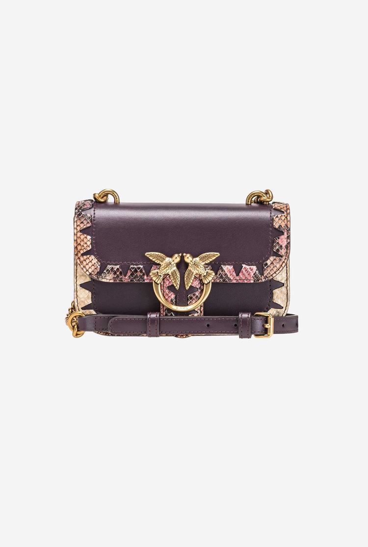 Women's Pinko Baby Love Bag Bell Animalier Crossbody Bags Purple Gold | Australia-46918259