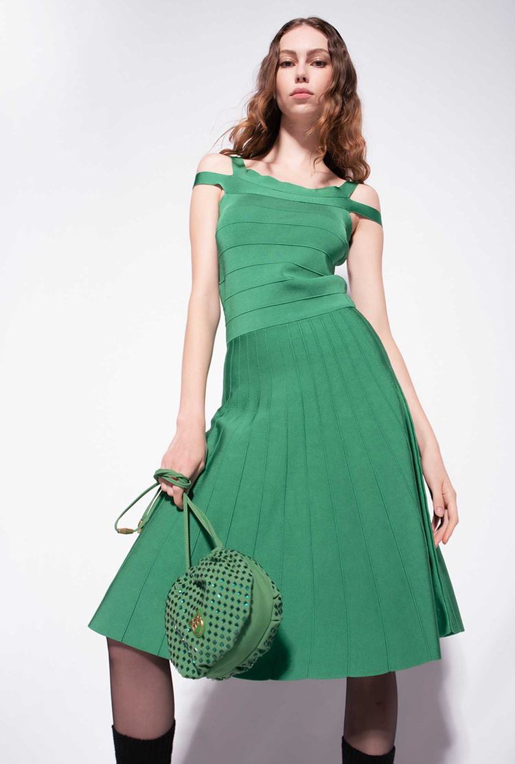 Women's Pinko Band Pattern Dress Green | Australia-63217949