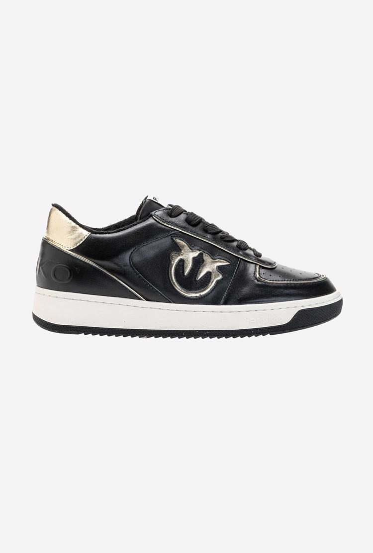 Women's Pinko Basketball Sneakers Black/Gold | Australia-98310769