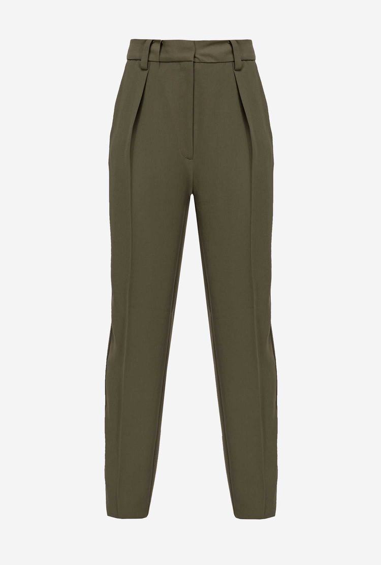 Women's Pinko Carrot-fit Crepe Pants Green | Australia-02719489