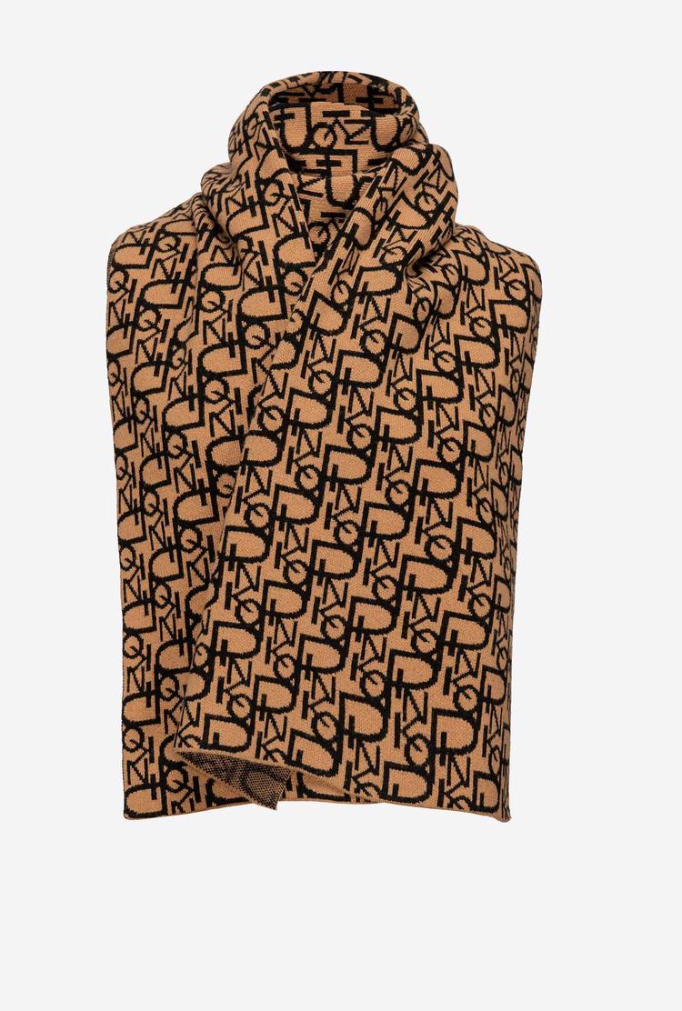 Women's Pinko Cashmere Jacquard Scarves Brown/Black | Australia-79162549