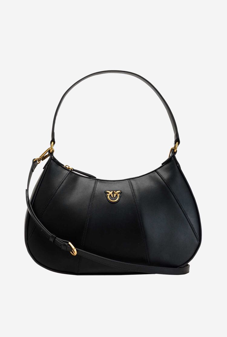 Women's Pinko Classic Half Moon Bag Simply Shoulder Bags Black Gold | Australia-02739419