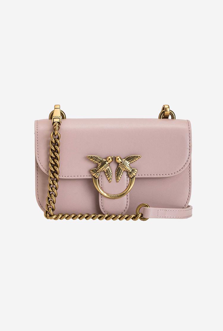 Women's Pinko Classic Love Bag Bell Simply Crossbody Bags Pink Gold | Australia-32457699