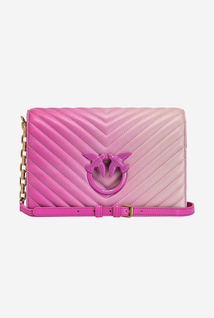 Women's Pinko Classic Love Bag Click Shaded Chevron Crossbody Bags Pink | Australia-89610279