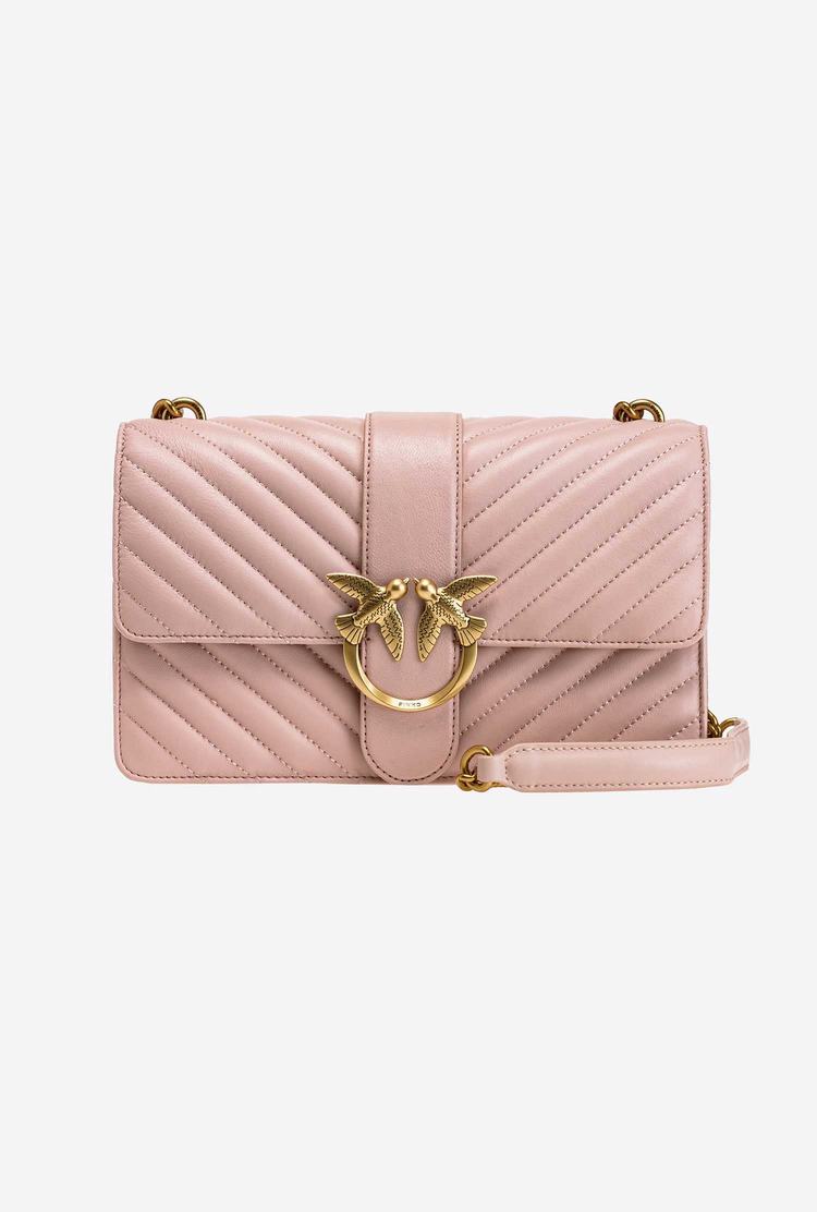 Women's Pinko Classic Love Bag Icon Chevron Crossbody Bags Pink Gold | Australia-63490219