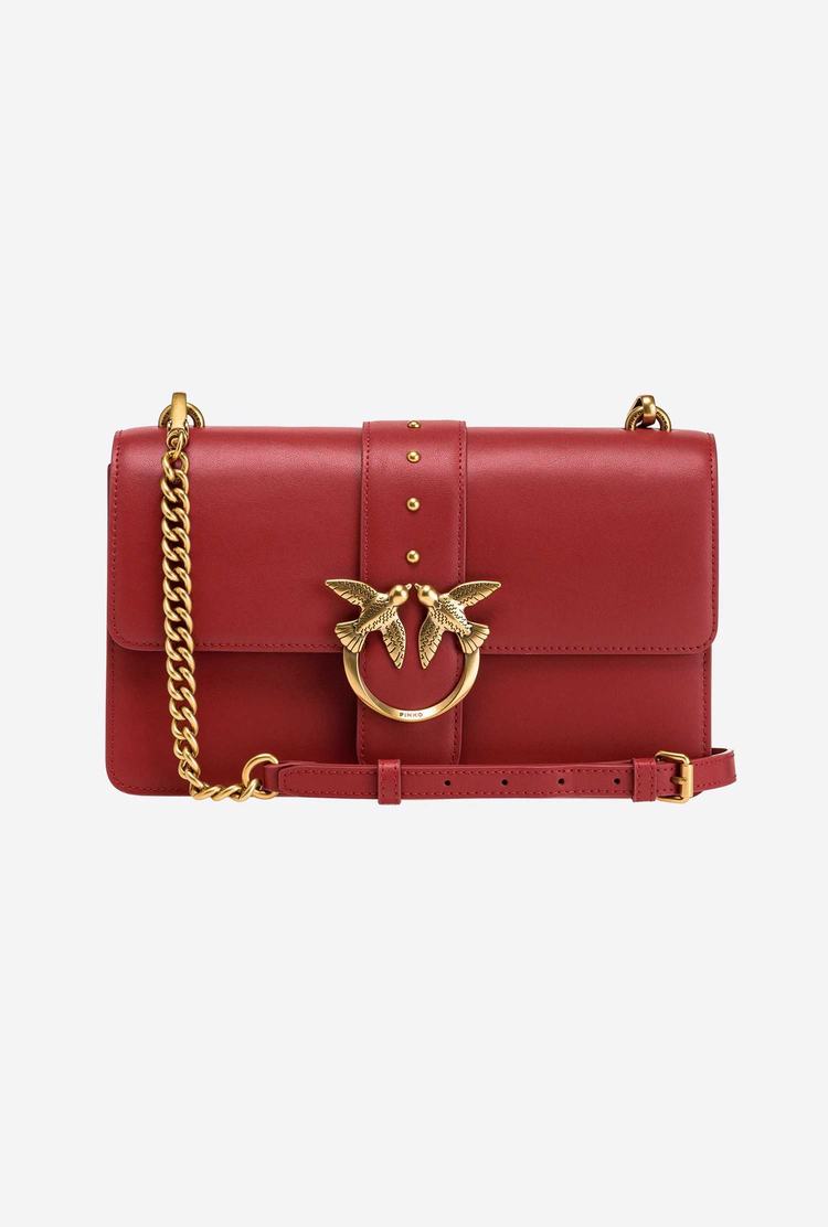 Women's Pinko Classic Love Bag Icon Simply Crossbody Bags Red Gold | Australia-85047639