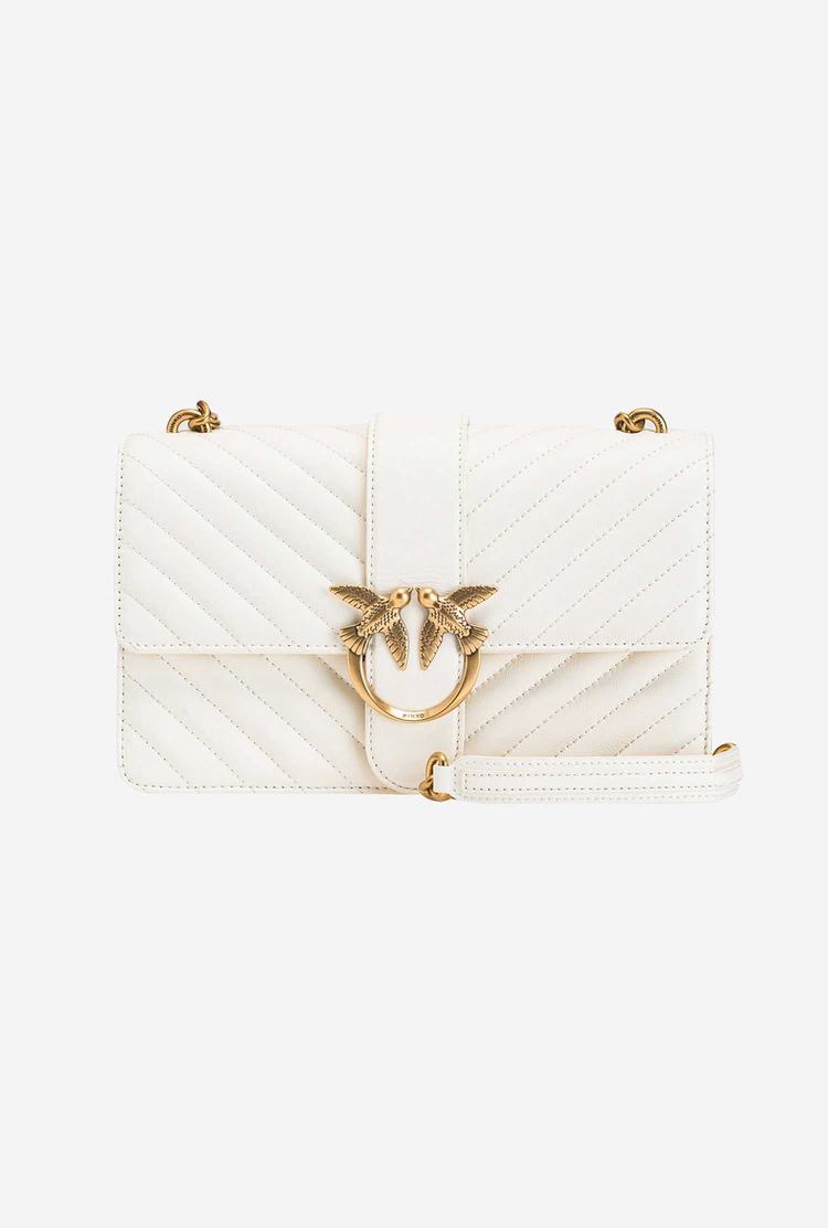 Women's Pinko Classic Love Bag Icon V Quilt Crossbody Bags White Gold | Australia-18092739