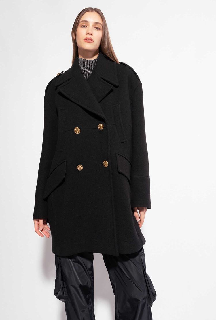 Women's Pinko Cloth Pea Coats Black | Australia-23078159