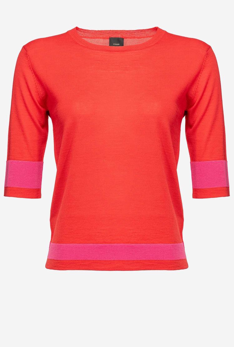 Women's Pinko Colour-block Sweaters Deep Red | Australia-78306599