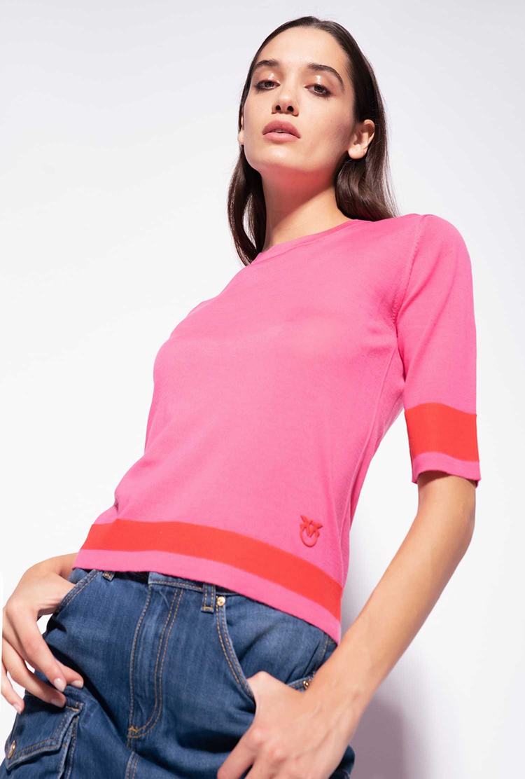 Women's Pinko Colour-block Sweaters Red | Australia-10257689