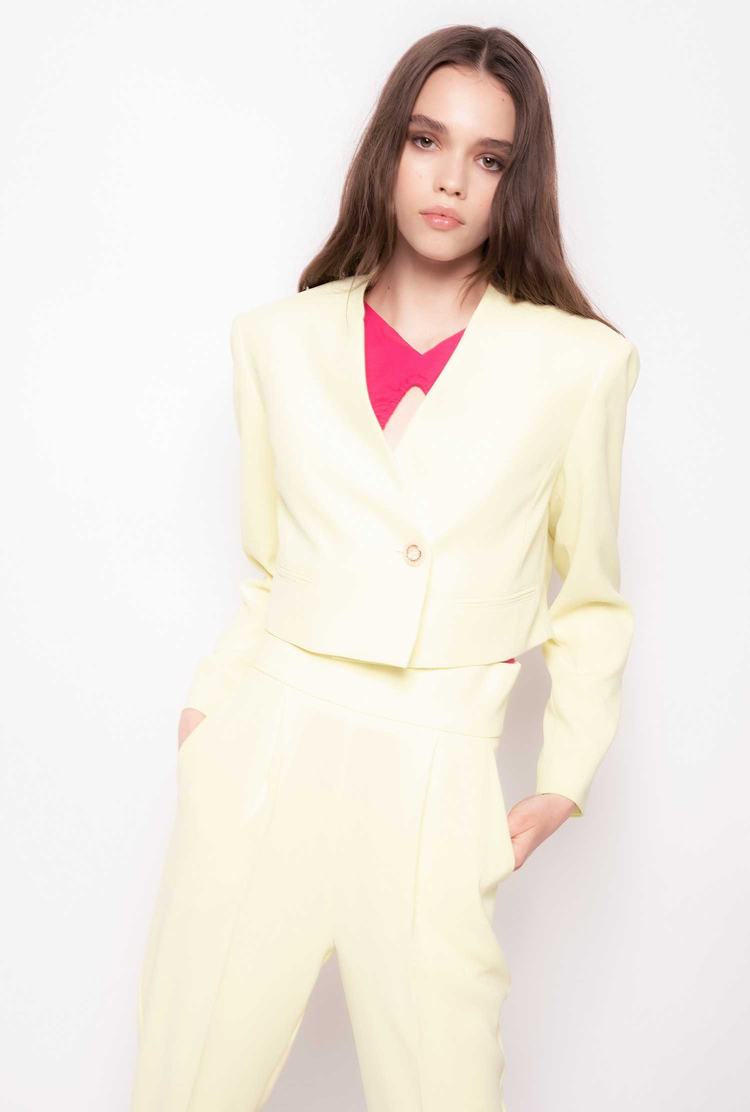 Women's Pinko Cropped Blazers Light Yellow | Australia-01437589