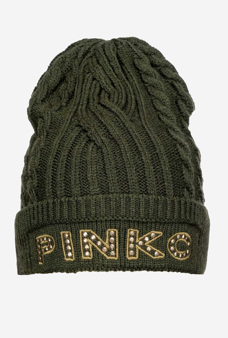 Women's Pinko Embroidered Beanie Green | Australia-13268409