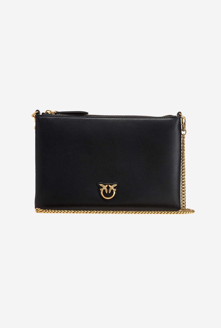 Women's Pinko Flat Love Bag Simply Crossbody Bags Black Gold | Australia-20378549