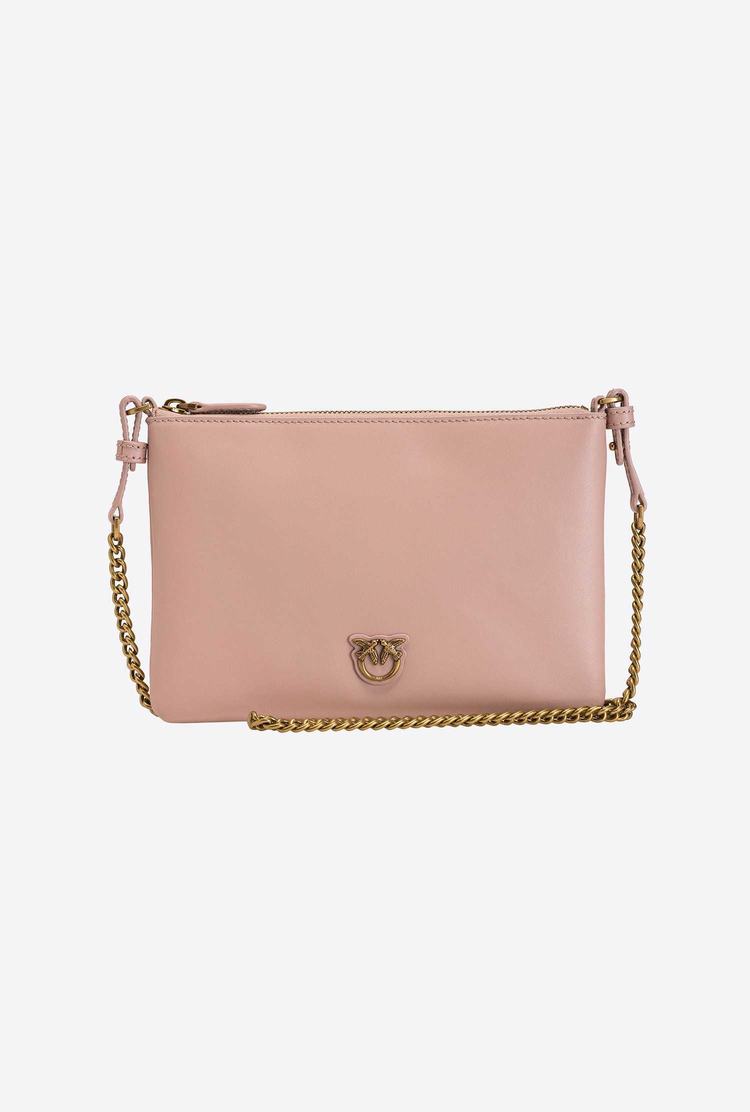 Women's Pinko Flat Love Bag Simply Shoulder Bags Pink Gold | Australia-27931869