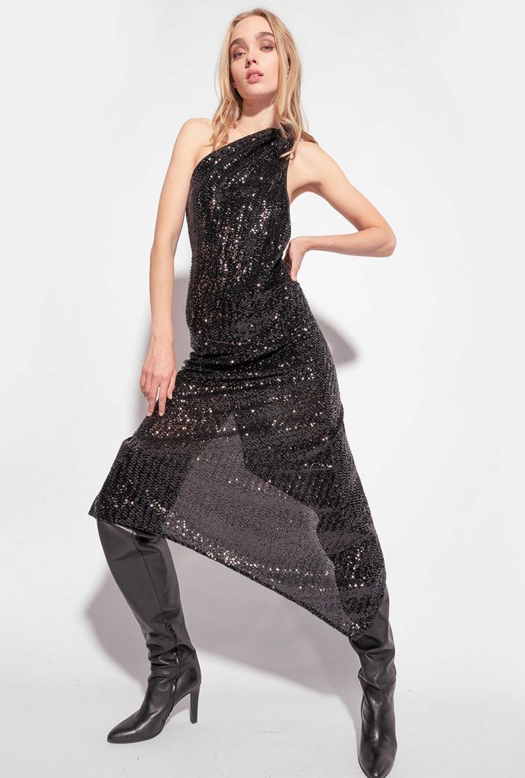 Women's Pinko Fully Sequinned Dress Black | Australia-63859079