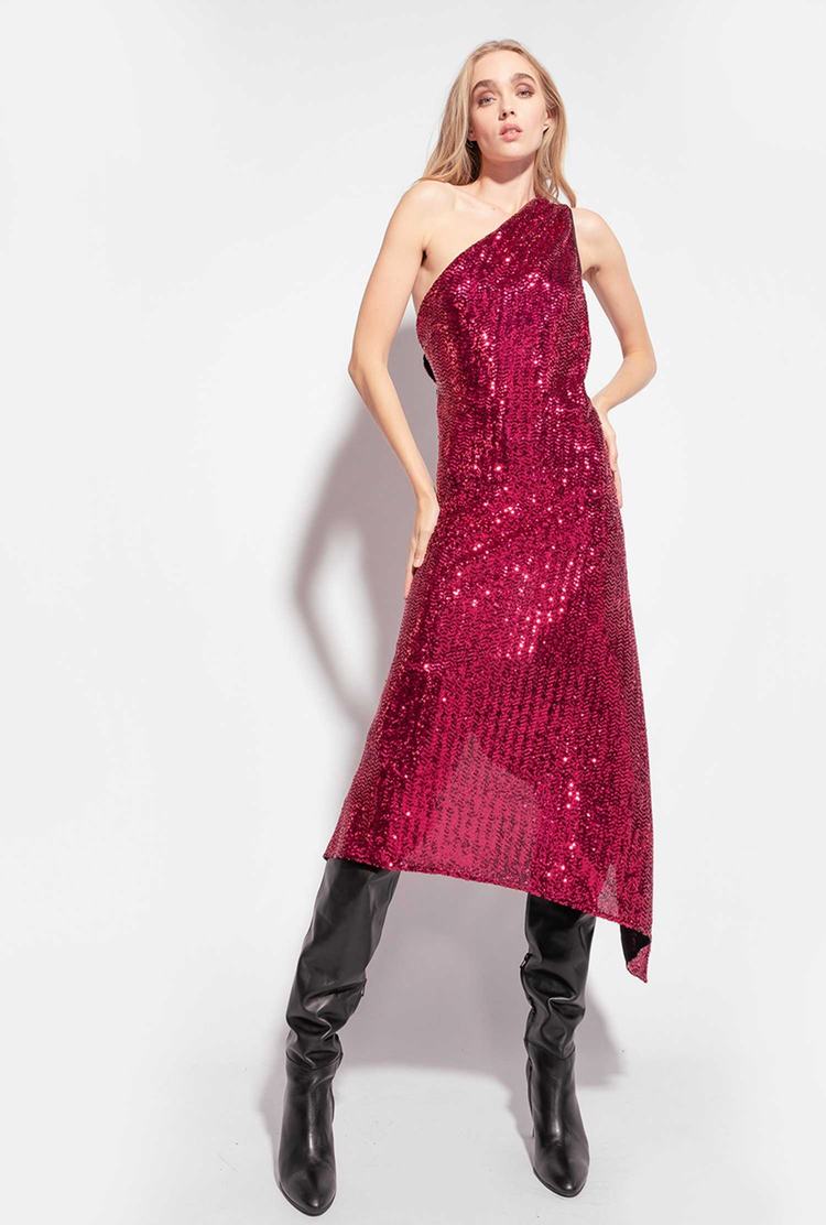 Women's Pinko Fully Sequinned Dress Burgundy | Australia-95748029