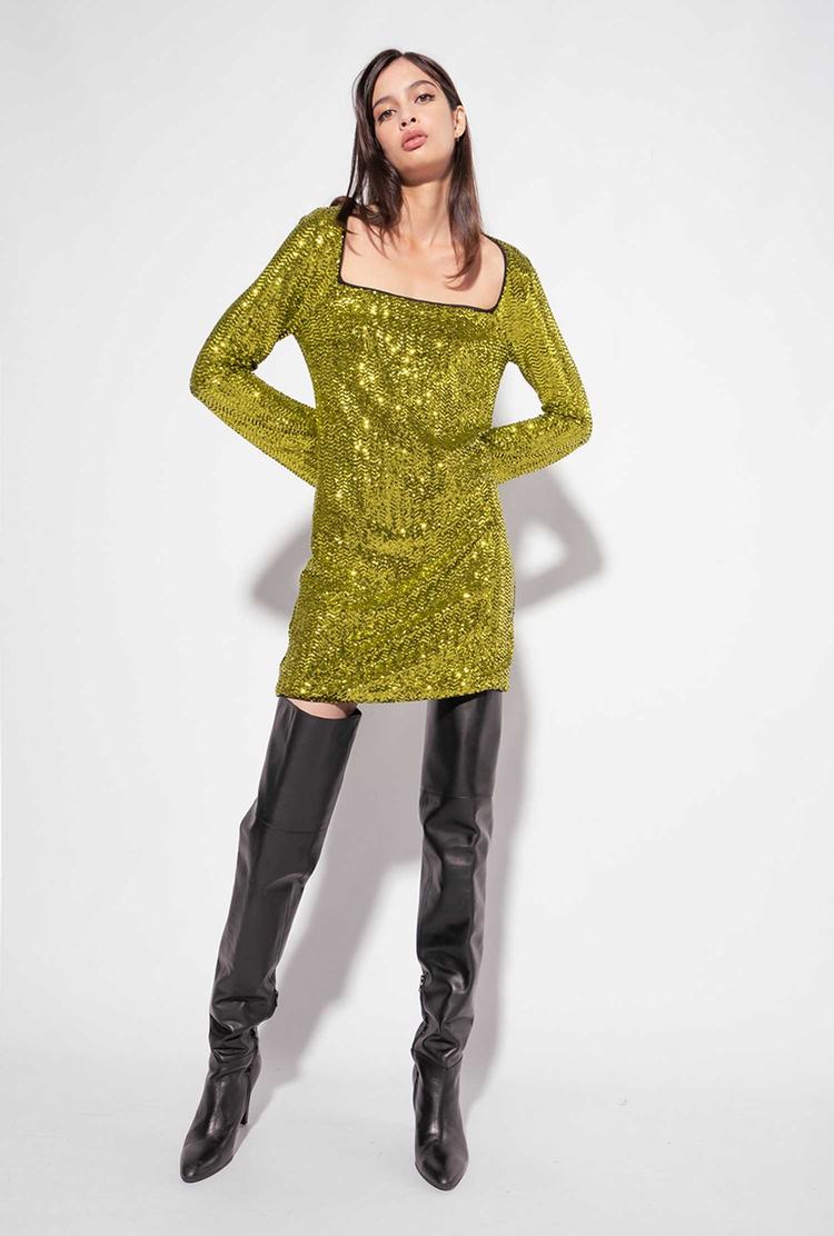 Women's Pinko Fully Sequinned Dress Green | Australia-86035719