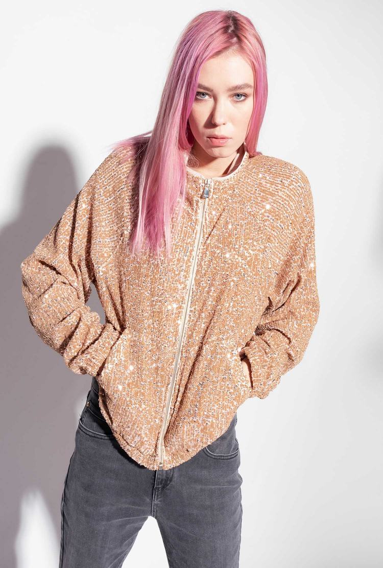 Women's Pinko Fully Sequinned Jackets Rose Gold | Australia-42590679