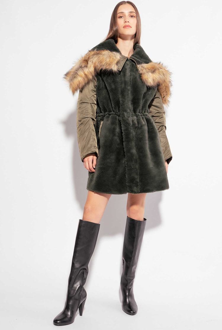 Women's Pinko Fur-effect Jackets Green | Australia-80452369