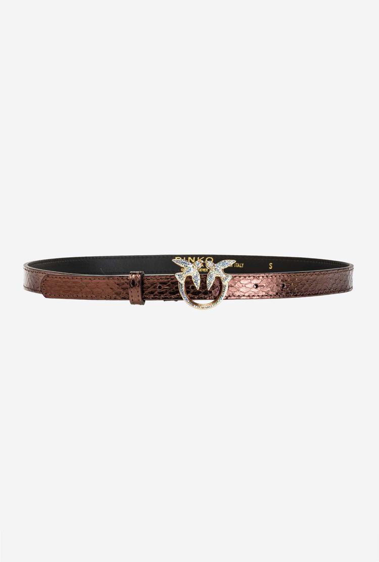 Women's Pinko Galleria Thin Laminated Reptile Skin Belts Purple Gold | Australia-13987069