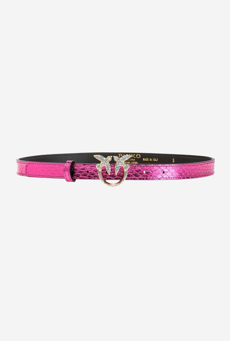 Women's Pinko Galleria Thin Laminated Reptile Skin Belts Fuchsia Gold | Australia-93867509