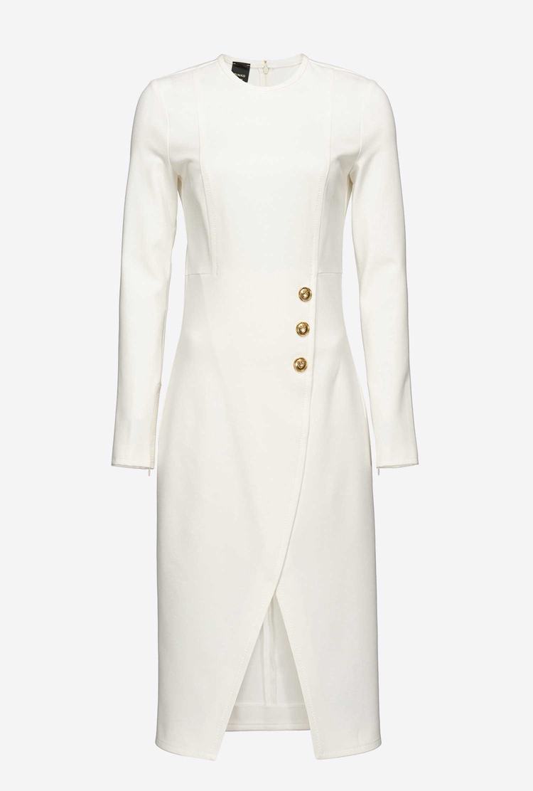 Women's Pinko Golden Buttons Dress White | Australia-76509139