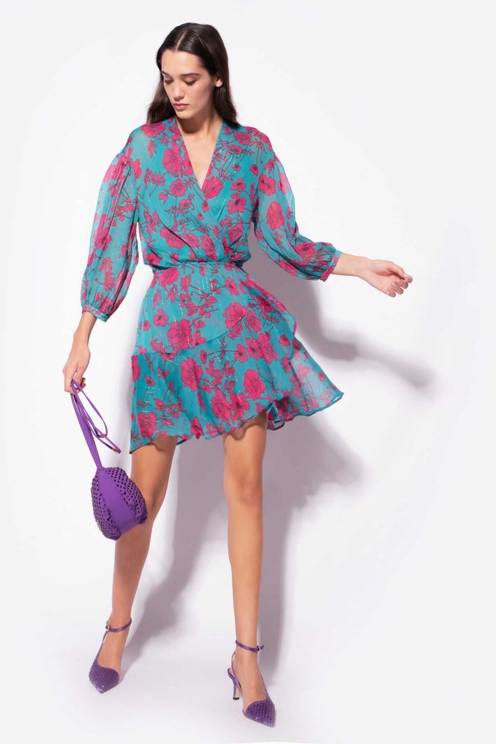 Women's Pinko Graphic Floral Mini Dress Green/Fuchsia | Australia-17283649