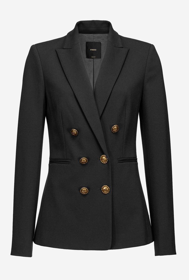 Women's Pinko Jewel Buttons Blazers Black | Australia-53782469