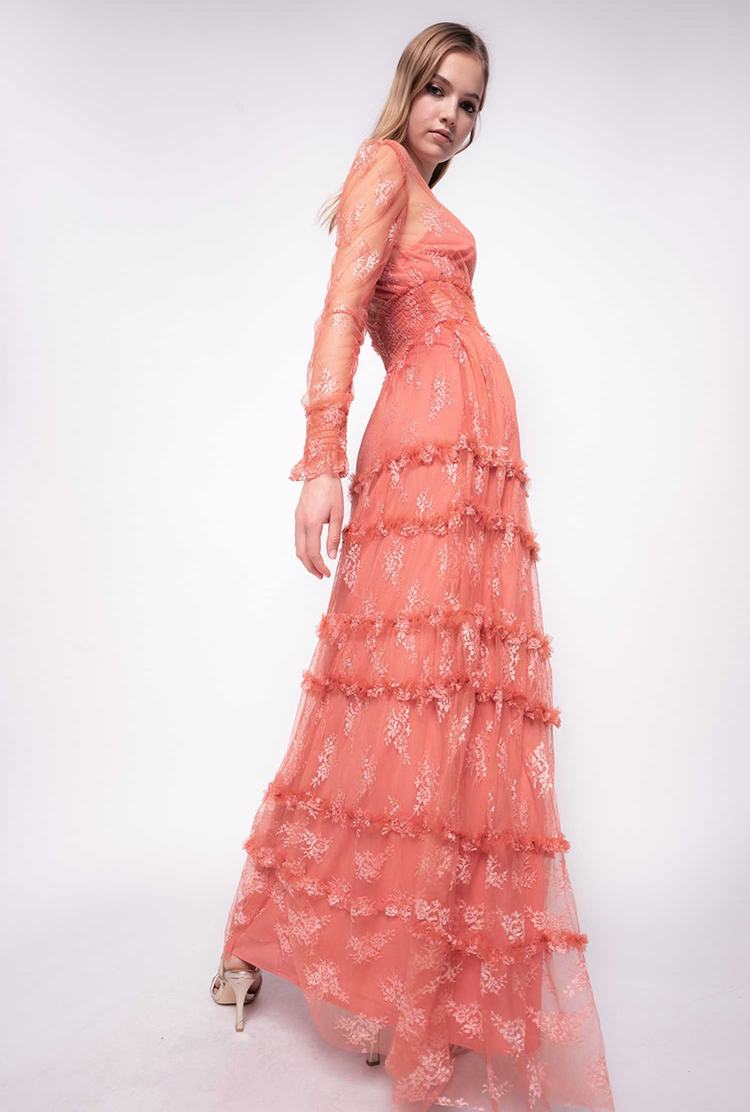 Women's Pinko Lace Maxi Dress Rose | Australia-27518949