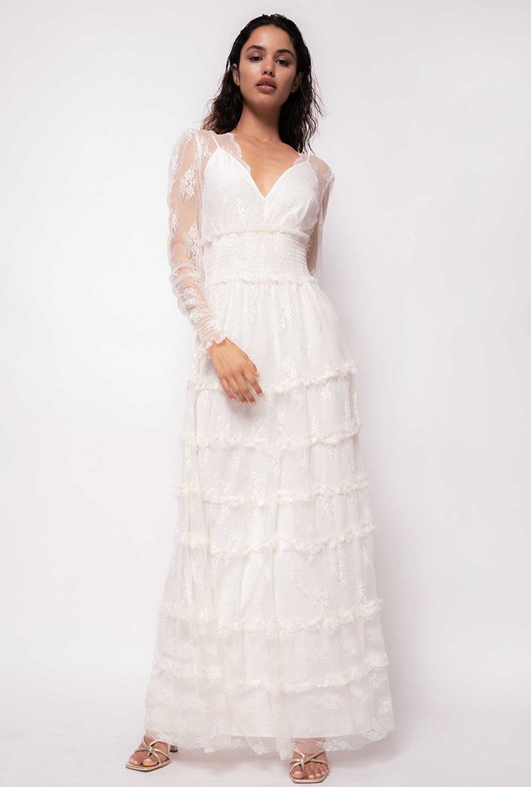 Women's Pinko Lace Maxi Dress White | Australia-72340159