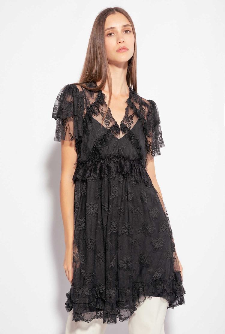 Women's Pinko Lace Mini Dress Black | Australia-69428019