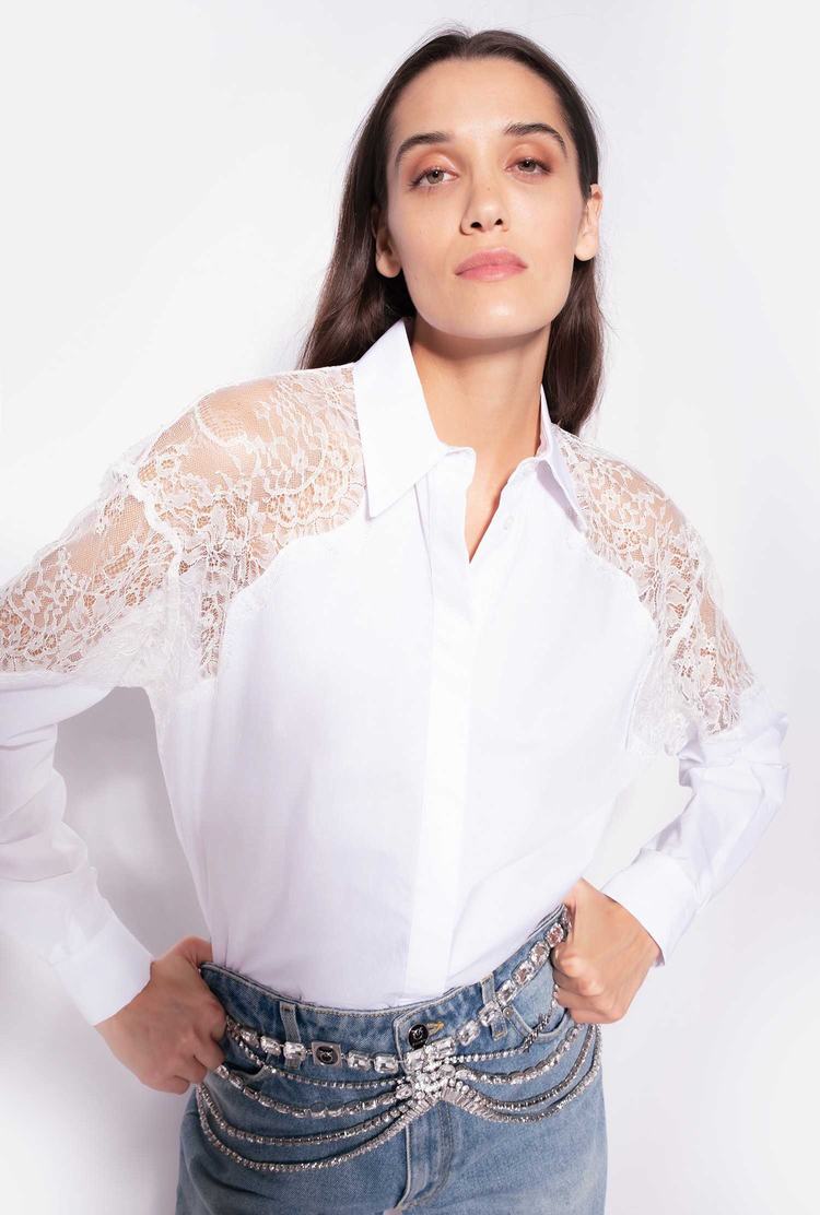 Women's Pinko Lace Shirts White | Australia-43607899