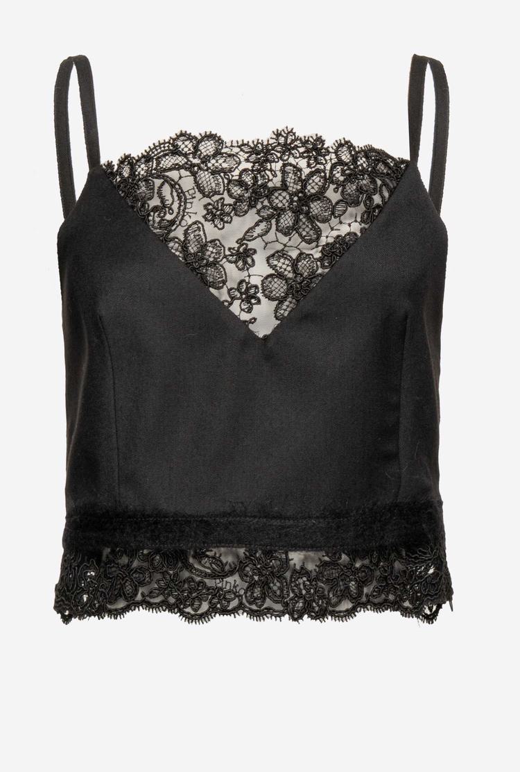 Women's Pinko Lace Tanks Black | Australia-68059479