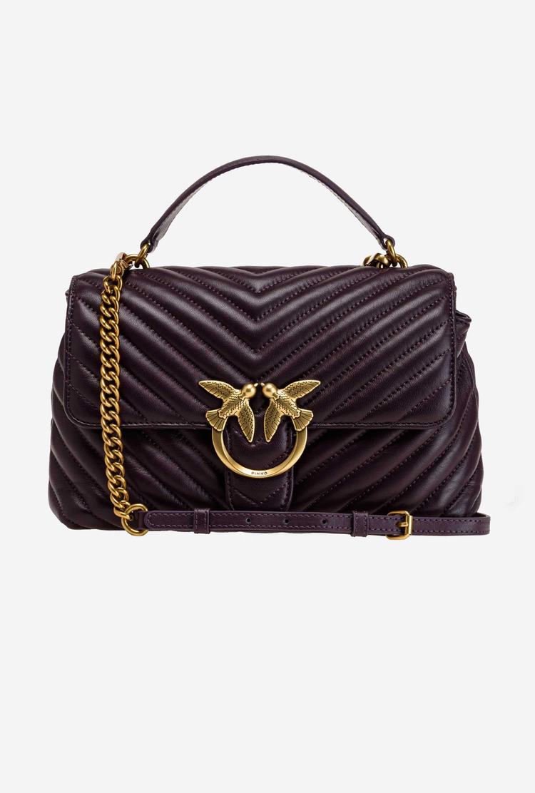 Women's Pinko Lady Love Bag Puff Chevron Handbag Purple Gold | Australia-07829549