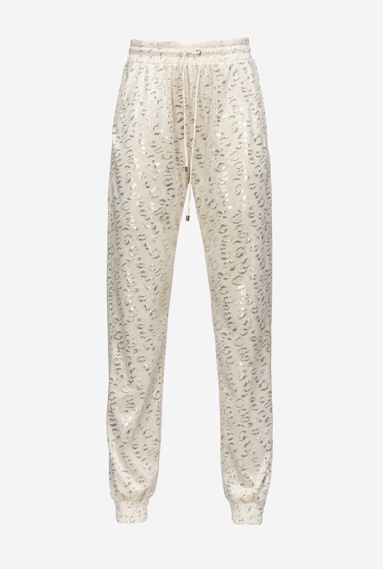 Women's Pinko Laminated Spots Pants White/Gold | Australia-72413869