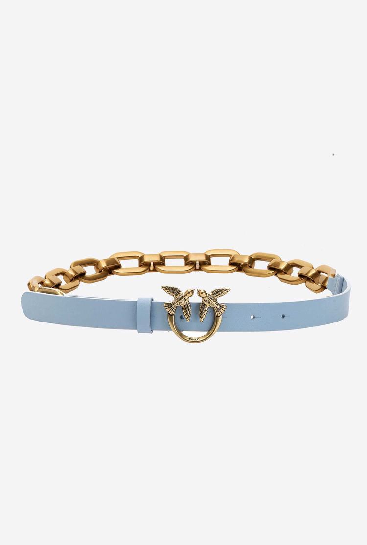 Women's Pinko Large Chain Belts Blue Light Gold | Australia-83547909