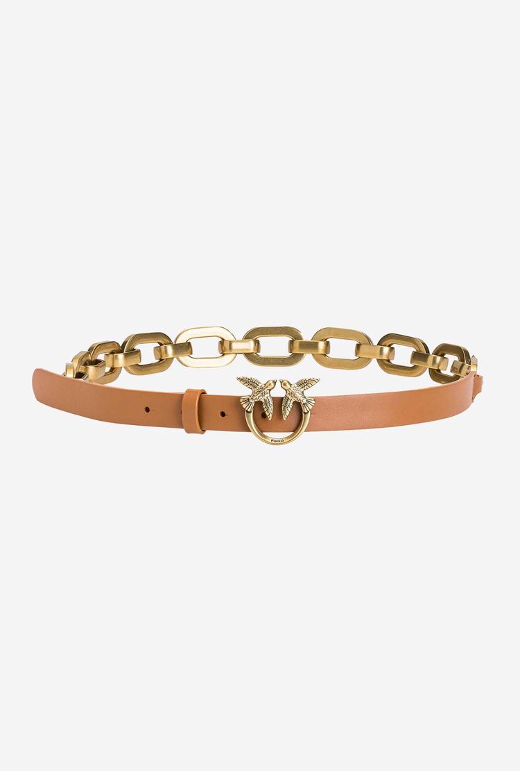 Women's Pinko Large Chain Belts Brown Gold | Australia-34871059